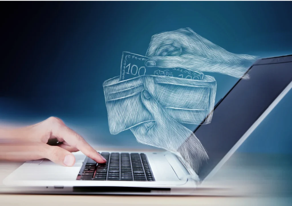 Image of an (ACH payment direct payment) being made from a computer