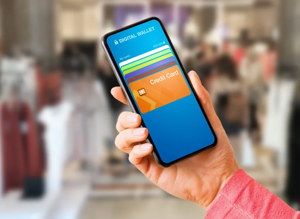 Image of a phone displaying a digital wallet