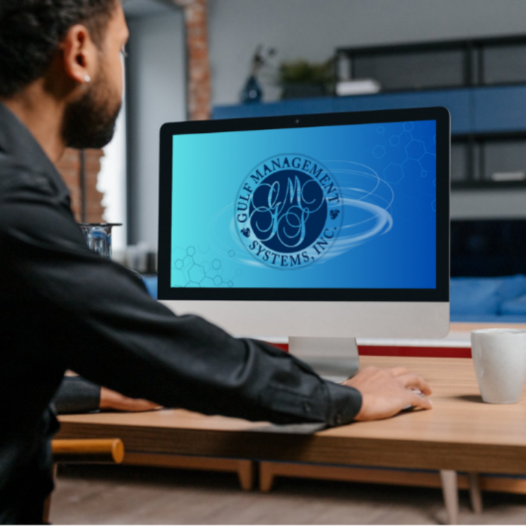 Image of GMS logo on computer with payment unification software