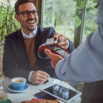 Image of contactless payment technology checkout process at retail store