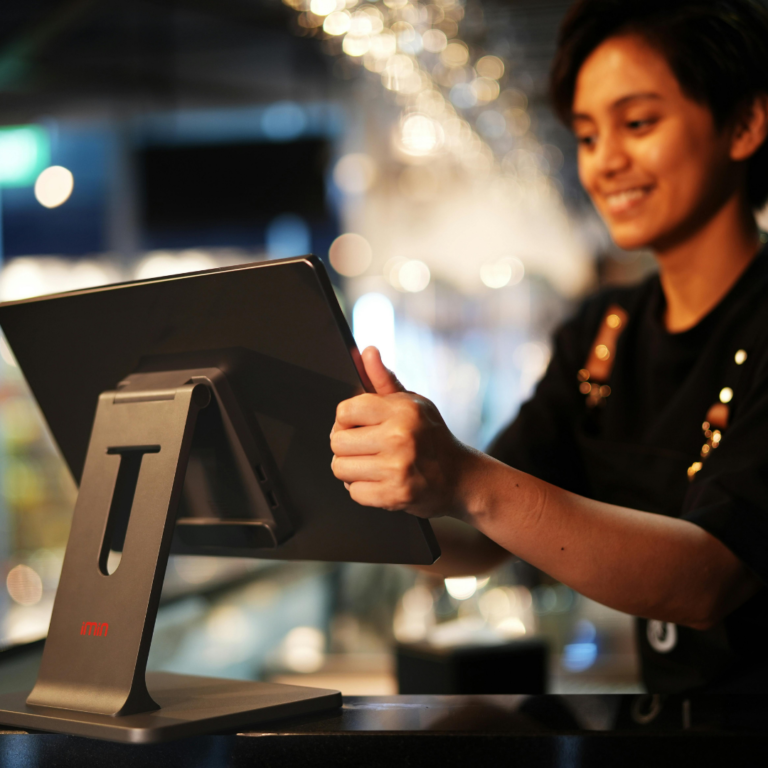 Image of pos system features at checkout at a retail store