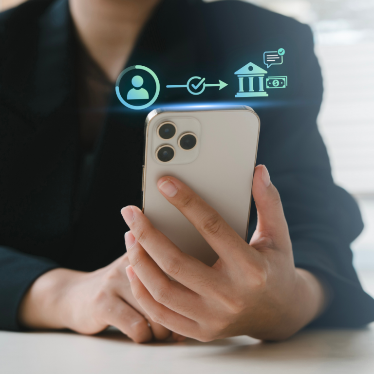 Image of showing how direct deposit works via hologram