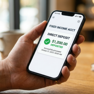 Image of how direct deposit works on a mobile phone